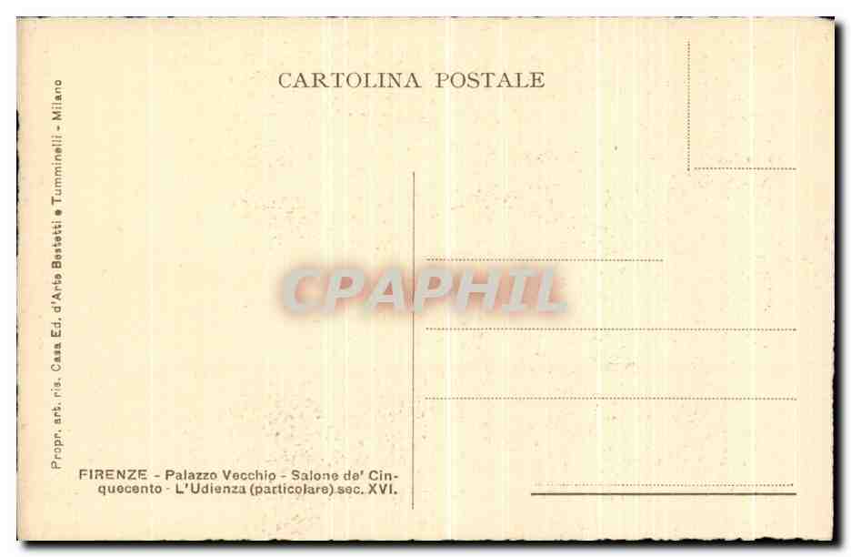 CPA Firenze Palazzo Vocchio Salone del Cinquecento L Udienza  — Rückseite