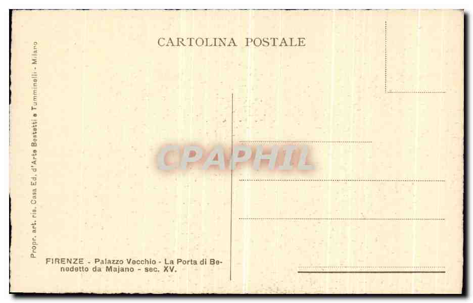 CPA Firenze Palazzo Vocchio La Porta di Benedetto da Majano — Rückseite