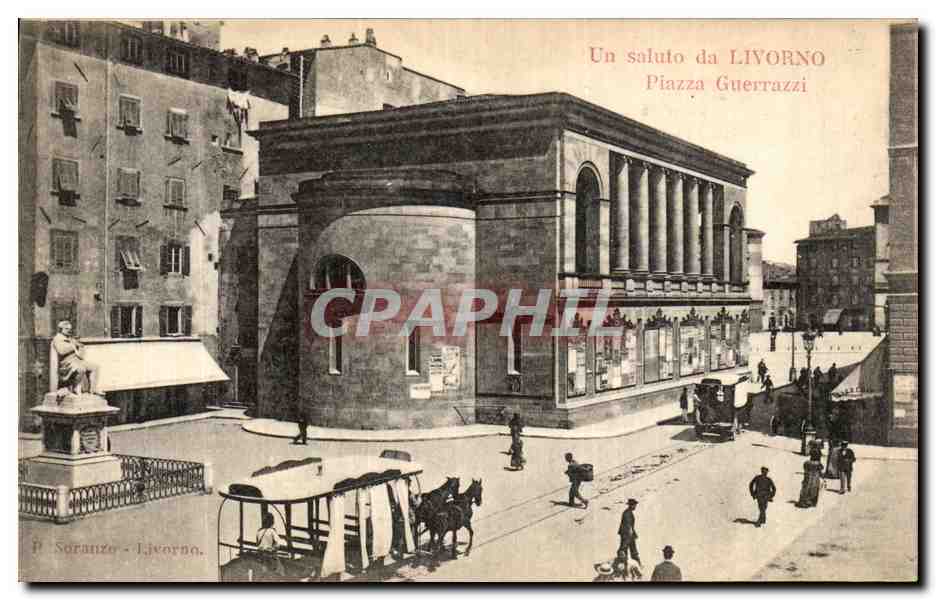 CPA Un Saluto da Livorno Piazza Guerrazzi