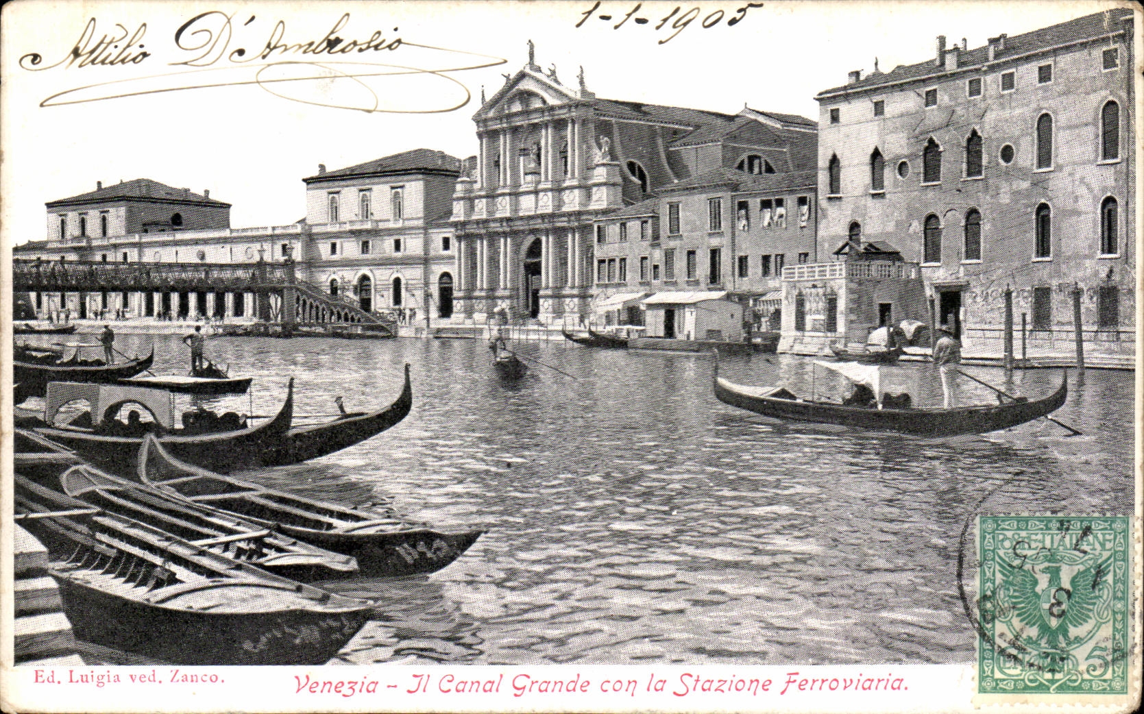 CPA Venezia Li Canal Grande con la Stazione Ferroviaria
