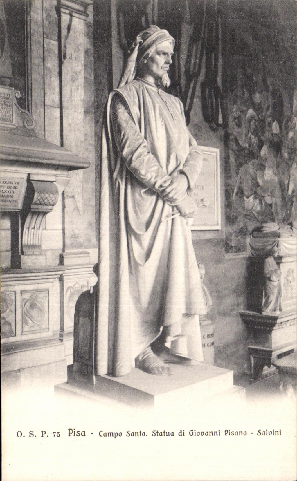 CPA Pisa Campo Santo Statua di Giovanni Pisano