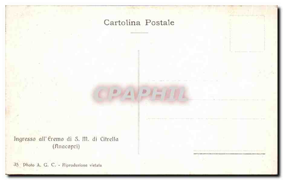 CPA Ingresso all Eremo di Citrella Anacapri — Rückseite