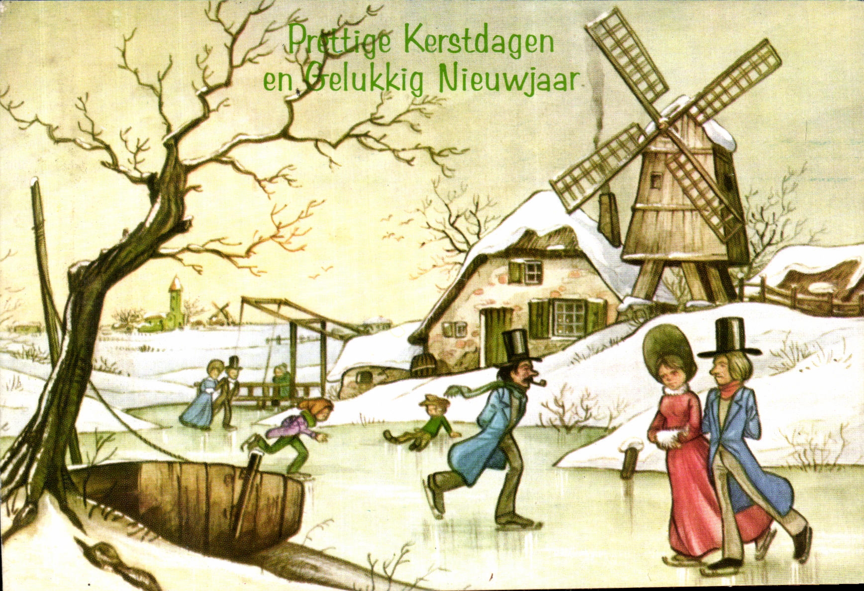 Scène hivernale avec moulin à vent — Néerlandais — éditeur non visible