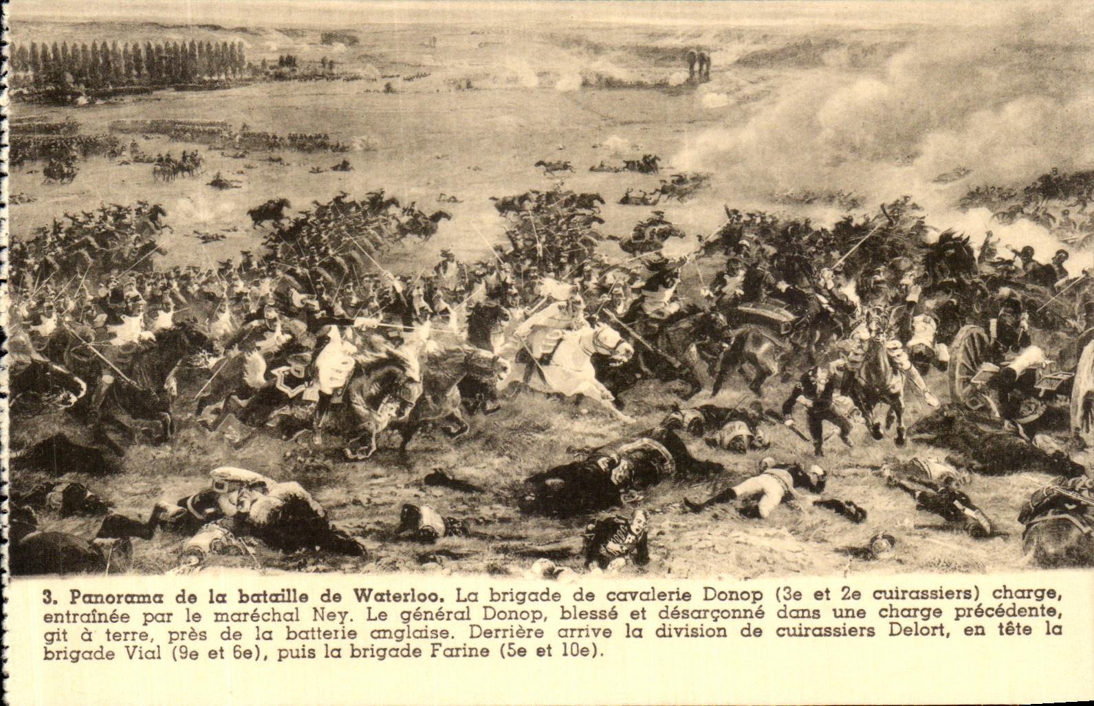 Bataille de Waterloo — Panorama de la bataille — Éditeur P.I.B. Bruxelles
