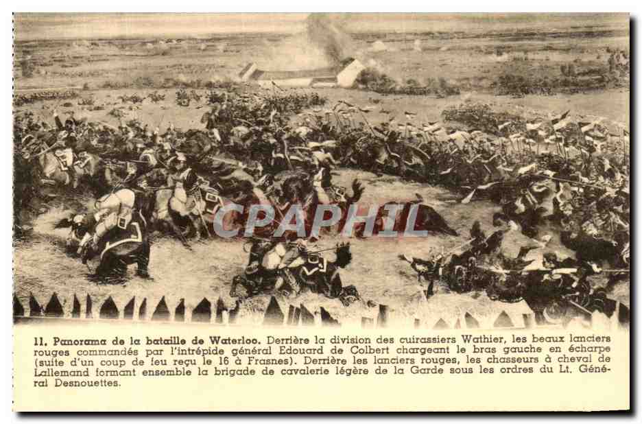Bataille de Waterloo — Panorama de la bataille — éditeur P.I.B., Bruxelles