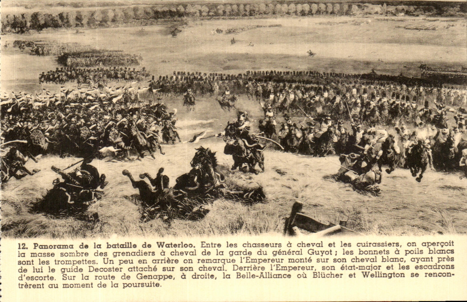 Bataille de Waterloo — Panorama de la bataille de Waterloo — Éditeur Étangs-Noirs, Bruxelles