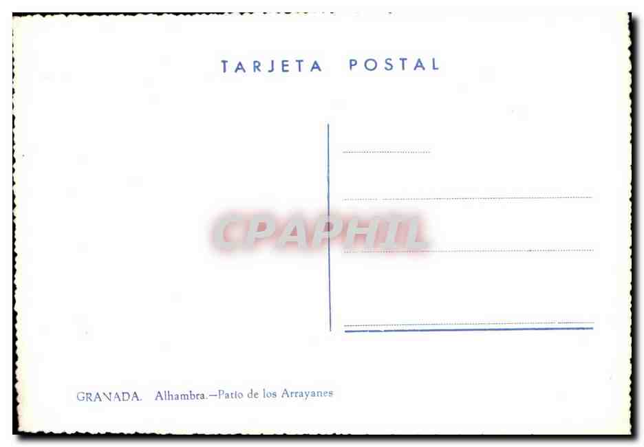 CPM Granada Alhambra Patlo de los Arrayanes — Back