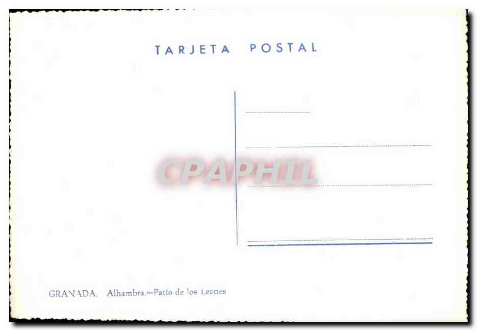 CPM Granada Alhambra Patlo de los Leones — Back