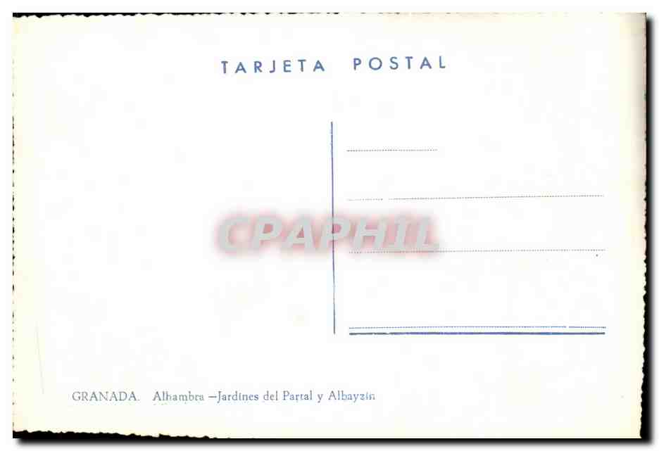 CPM Granada Alhambra Jardines del Partal y Albayzin — Back