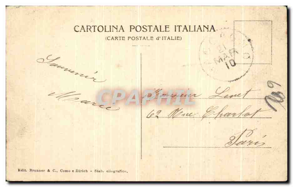CPA Lago Maggiore Pallanza Piazza Garibaldi — Rückseite