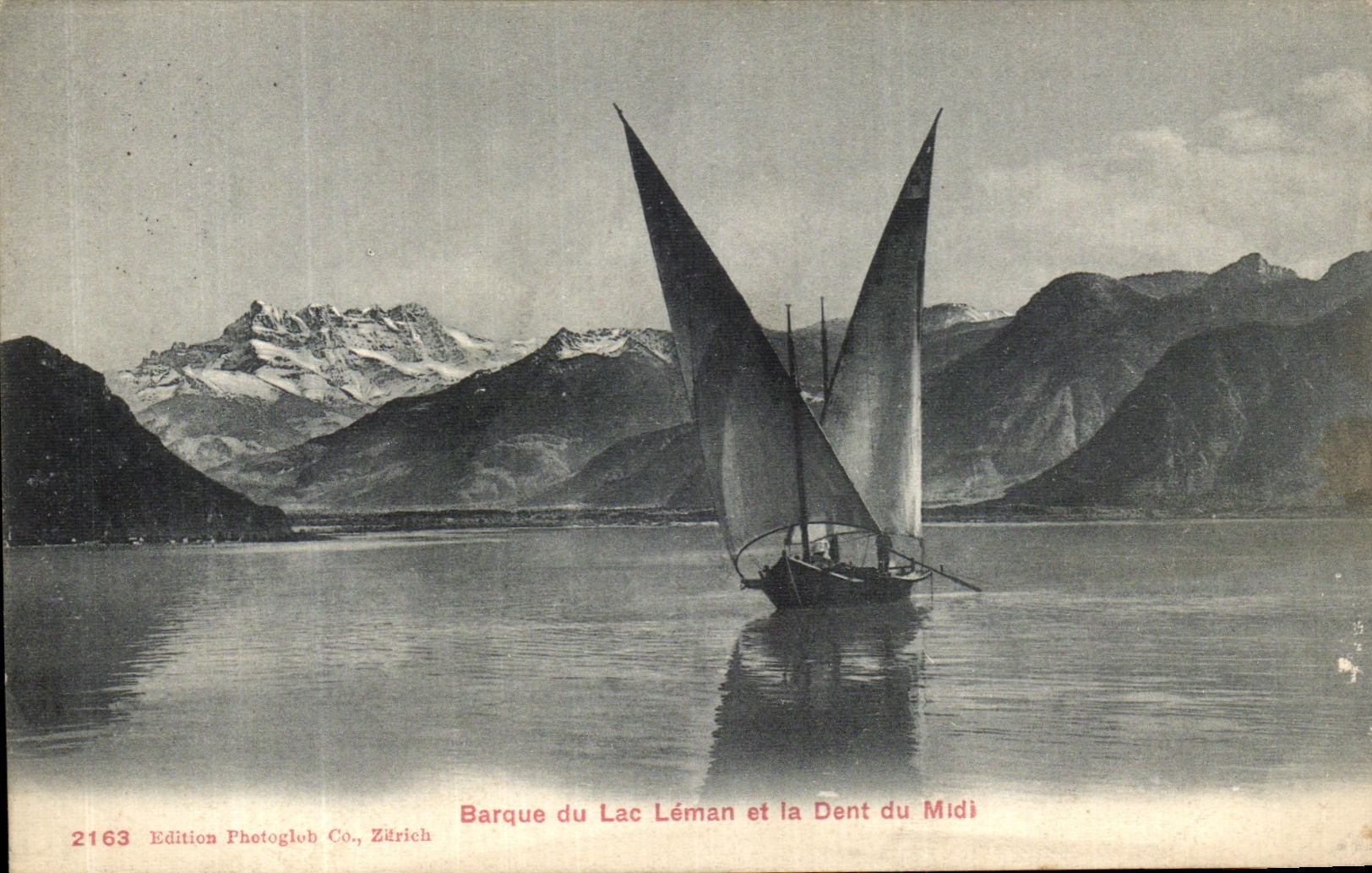 CPA Barque du Lac Leman et la Dent du Midi Bateau