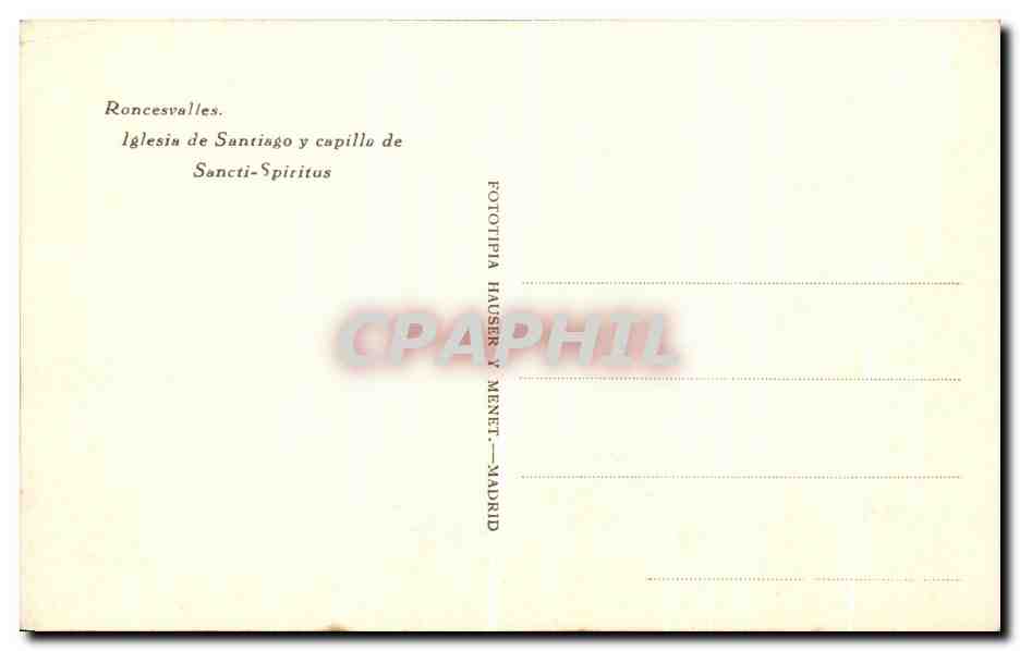 CPA Roncesvalles Iglesia de Santiago y Capille de Sancti Spiritus  — Rückseite