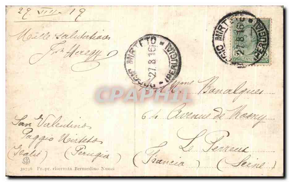 CPA Poggio Mirtero Plazza Viltorio Emanuele Automobile  — Rückseite