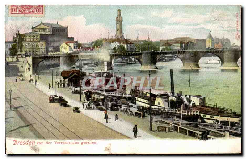 CPA Dresden von der Terrasse aus Gesehen Bateau 