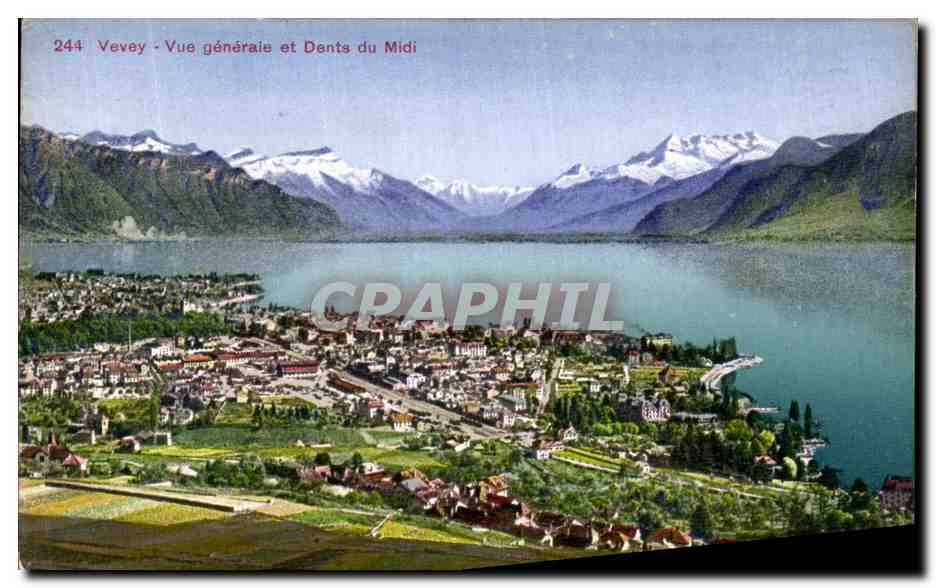 CPA Vevey Vue Generale et Dents du Midi