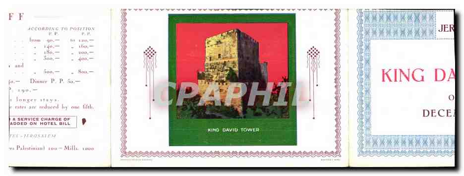 Carte depliante Panorama of Hotel du roi David — Verso