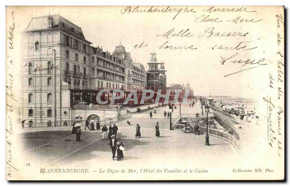 CPA Blankenberghe La Digue de mer l Hotel des Families et le Casino