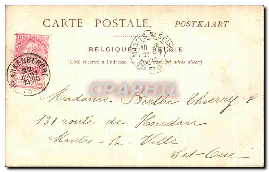 CPA Blankenberghe La Digue de mer l Hotel des Families et le Casino — Rückseite