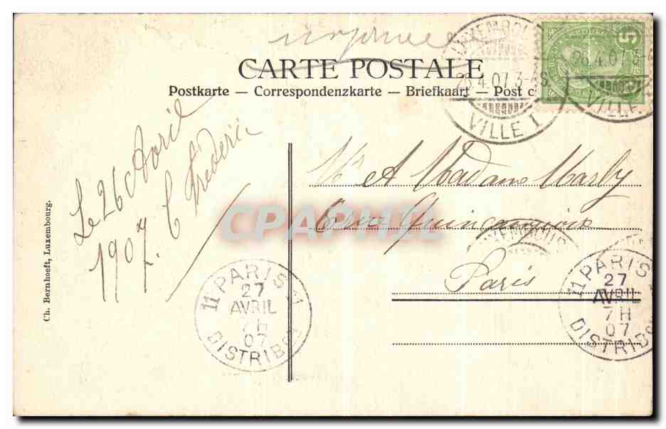 CPA Luxembourg Viaduc et Vallee de Clausen — Verso