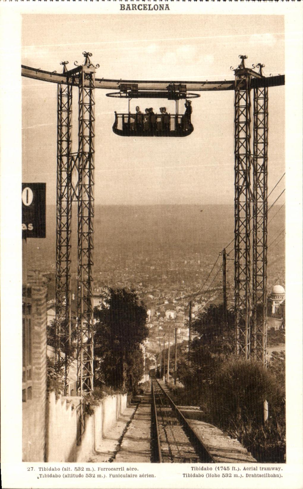 CPA Barcelona Titadaho Ferrocarril aero