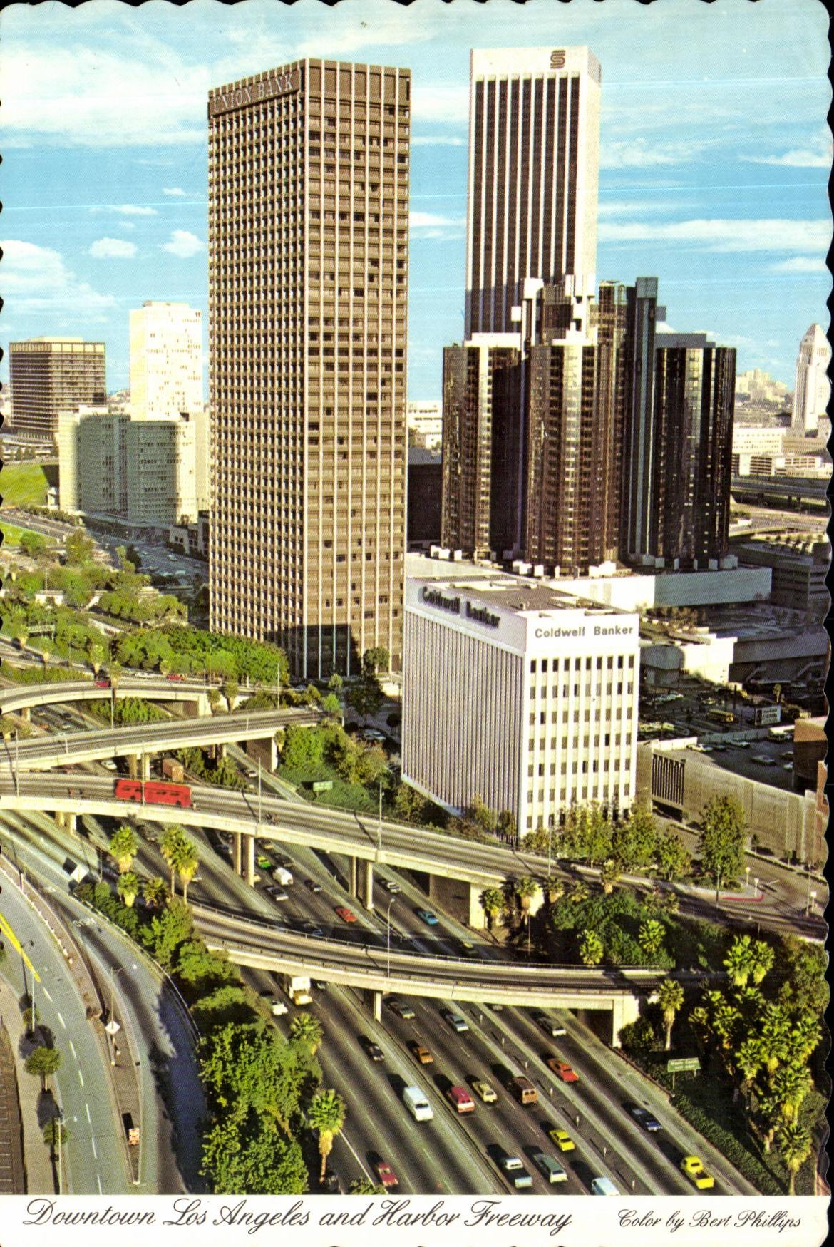 Downtown Los Angeles and Harbor Freeway — Color by Bert Phillips — Dexter Press
