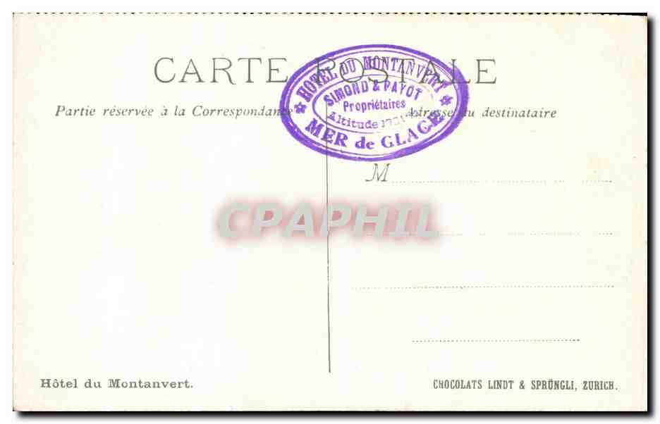CPA Le Montanvert Et Le Dru  — Rückseite
