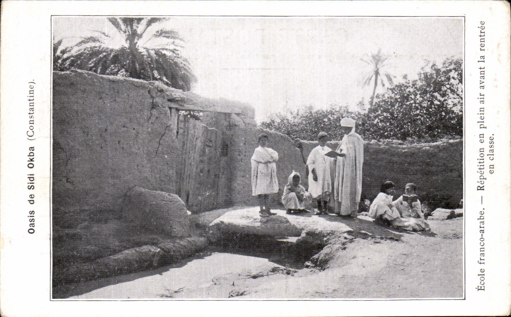 CPA Oasis de Sidi Okba Constantine Ecole franco arabe Repetition en plein air avant la rentree en classe