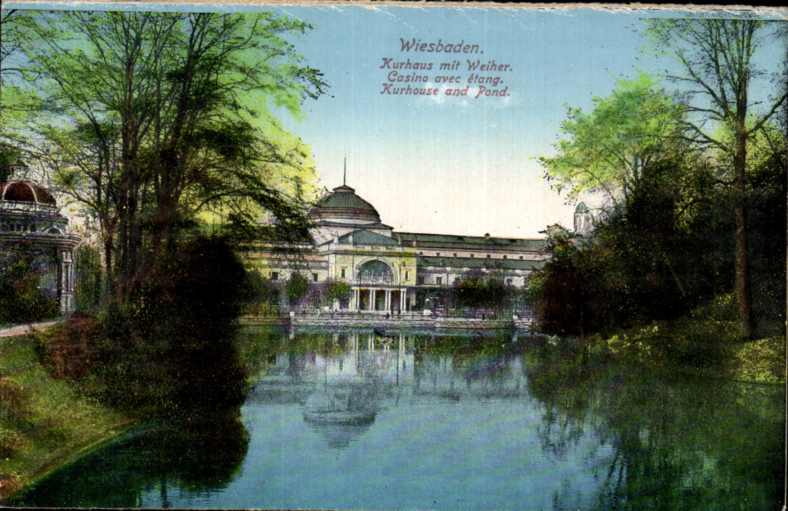 Wiesbaden — Kurhaus mit Weiher — éditeur R.S.M. n° 814