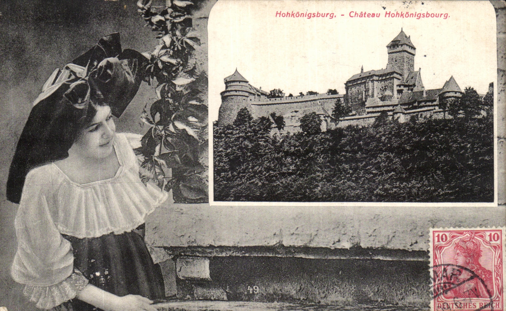 CPA Hohkonigsburg Chateau Hohkonigsbourg Femme Folklore 