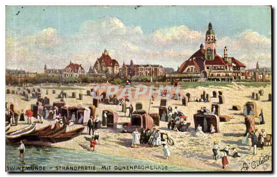 CPA Winemunde Strandpartie Mit Dunenpromenada