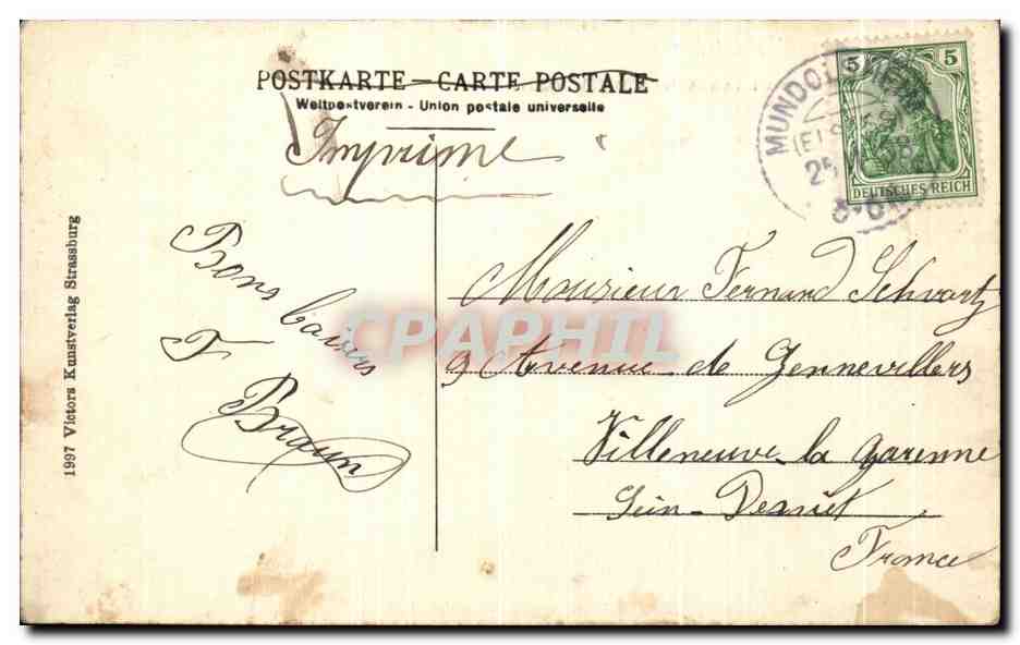 Mundolsheim — Wirtschaft zum Adler von Joh. Haas — Imprime — Verso