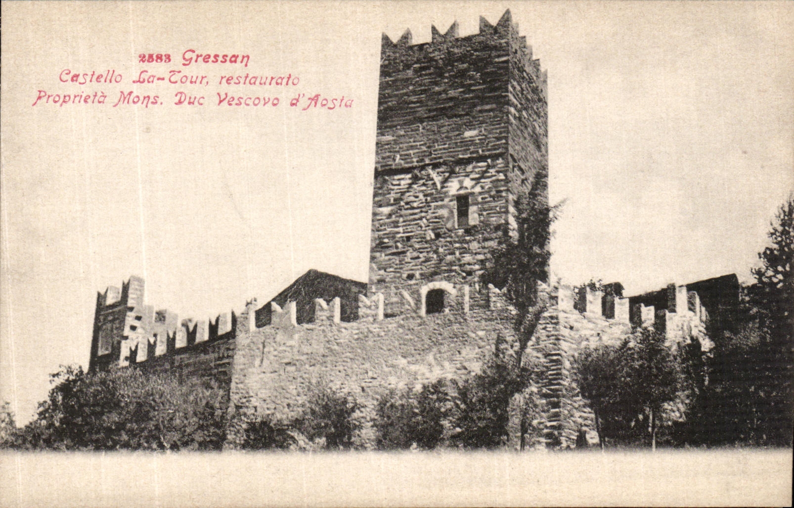 CPA Gressan Castella La Tour restaurato Vescova d Aosta