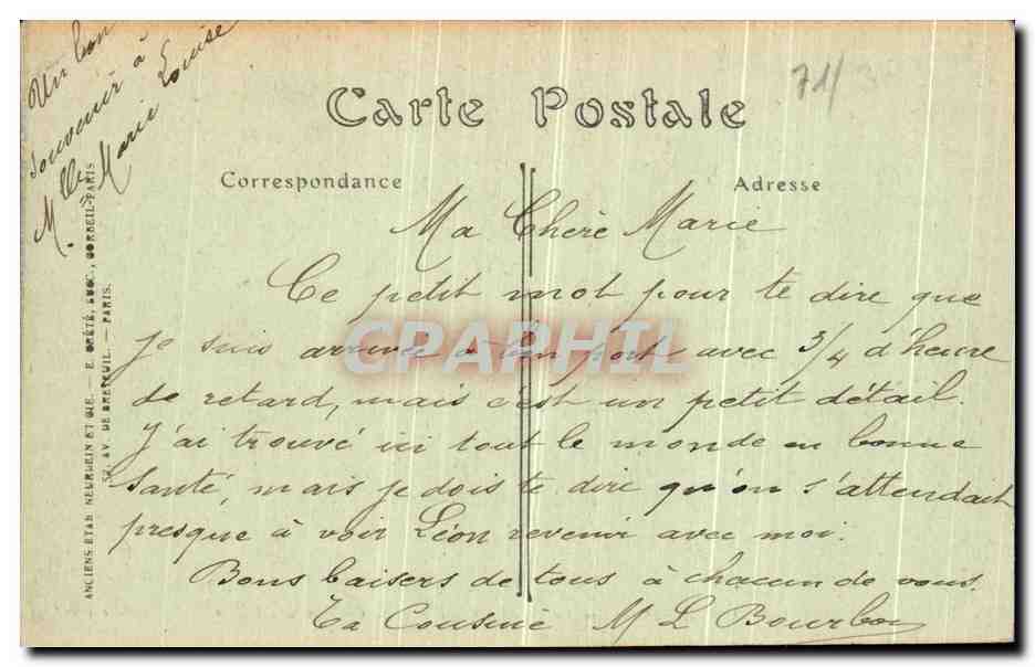 CPA Chalon Sur saone Le square Chabas et Le College des Filles  — Rückseite