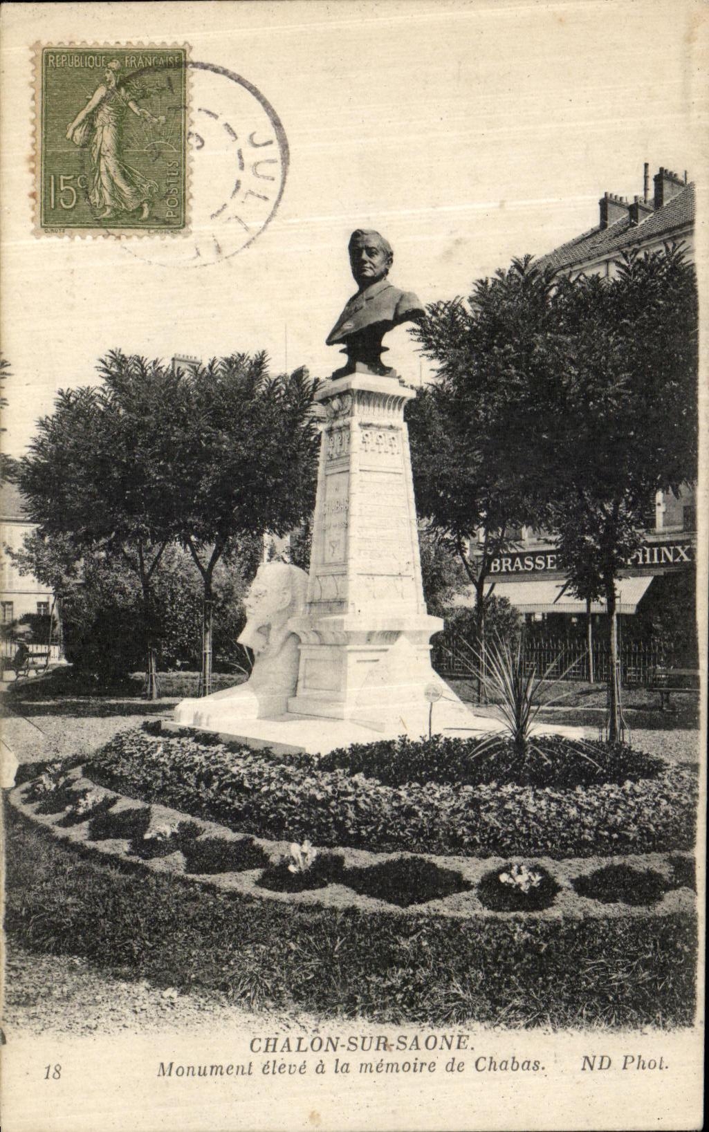 CPA Chalon Sur saone Monument eleve a la memoire de Chabas