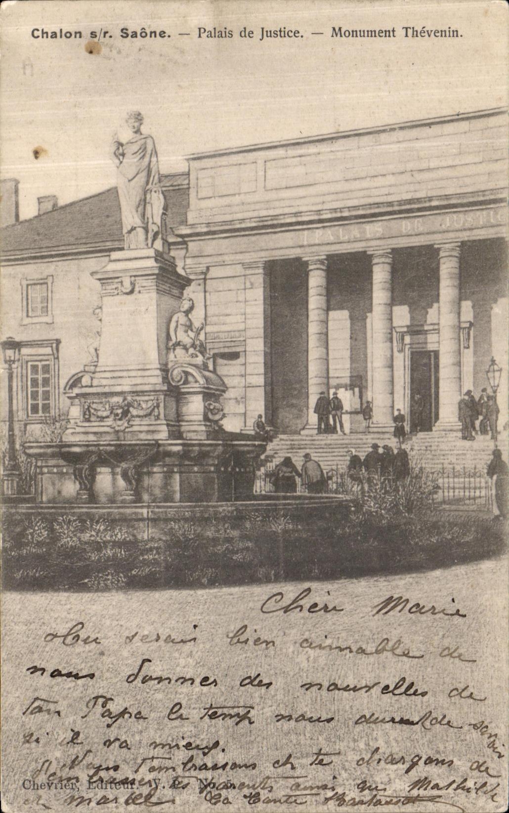 CPA Chalon Sur Saone Palais de Justice Monument Thevenin