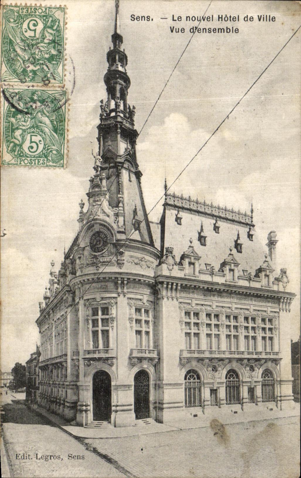 Sens — Le nouvel Hôtel de Ville — Vue d'ensemble — Edit. Legros, Sens