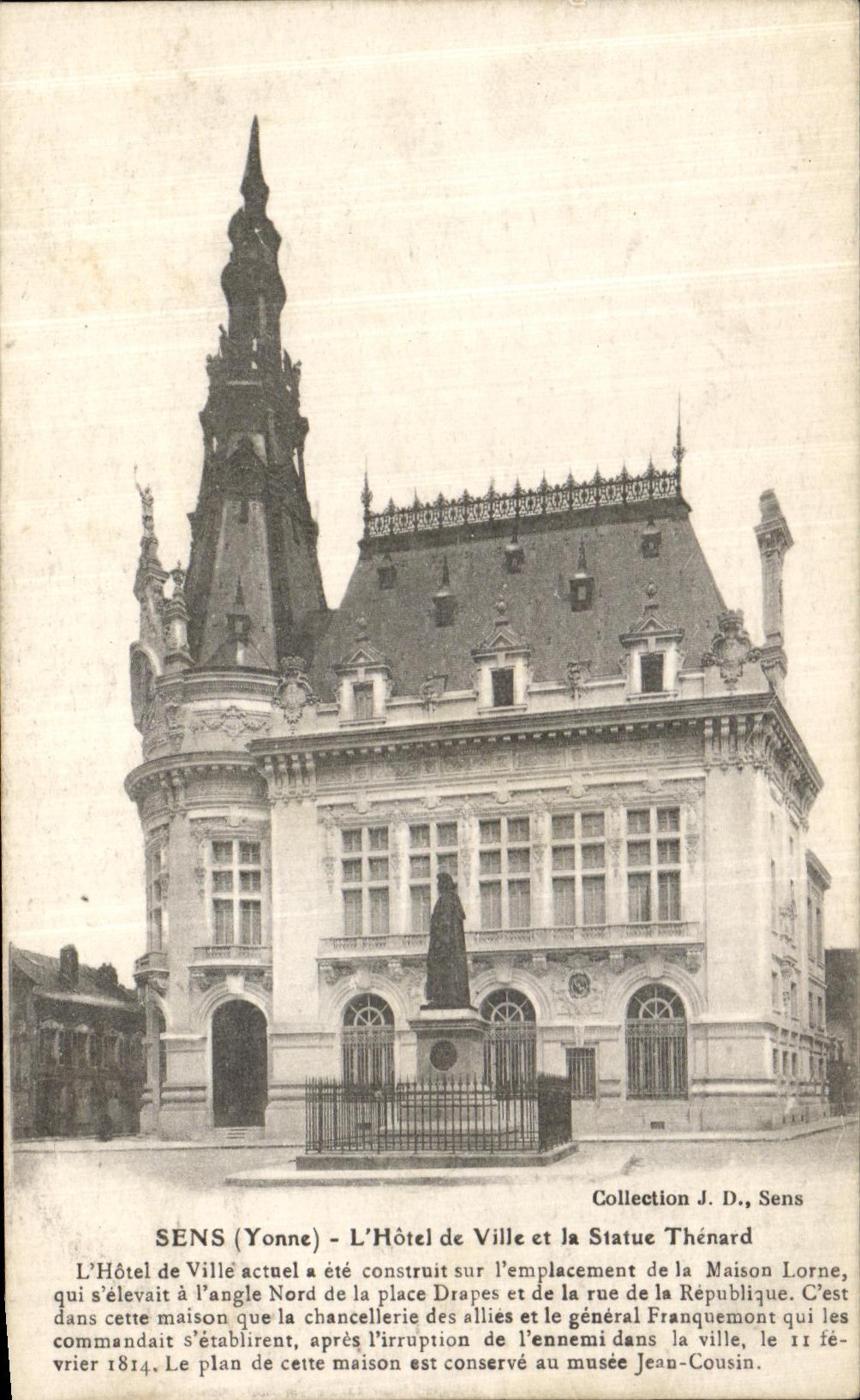 SENS (Yonne) - Das Rathaus und die Statue Thénard