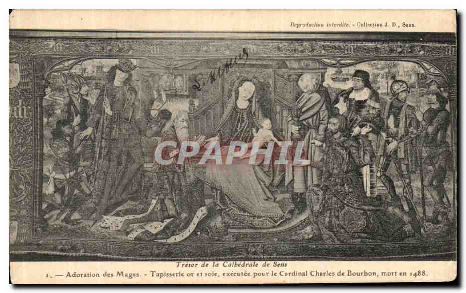 Anbetung der Weisen — Gold- und Seidentapete, für den Kardinal Charles de Bourbon geschaffen, gestorben 1488 — Sammlung J. D., Sens