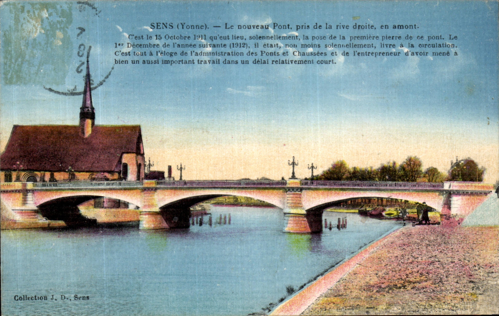 Sens (Yonne) — Le nouveau Pont, pris de la rive droite, en amont — Collection J. D. Sens