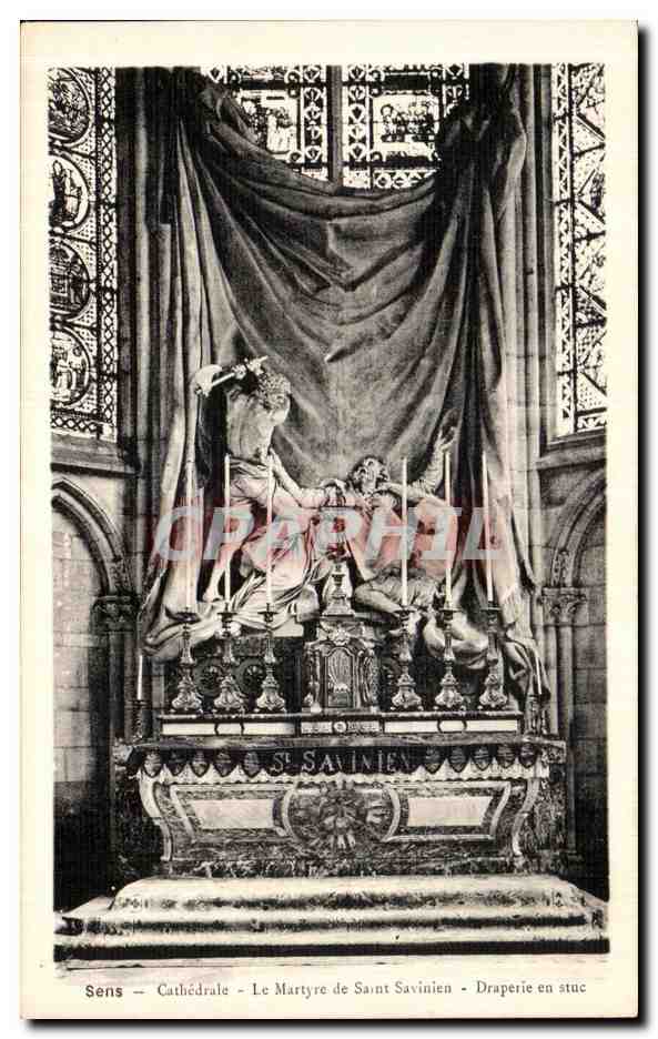 Sens — Kathedrale — Das Martyrium des heiligen Savinien — Stuckdrapierung