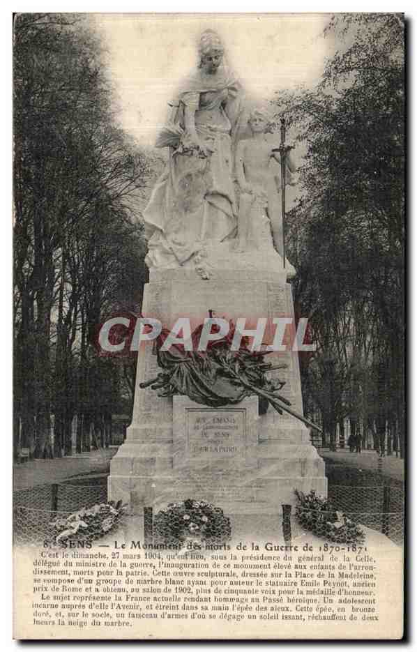 Sens — Le Monument des morts de la Guerre de 1870-1871 — éditeur inconnu, n° de série non visible