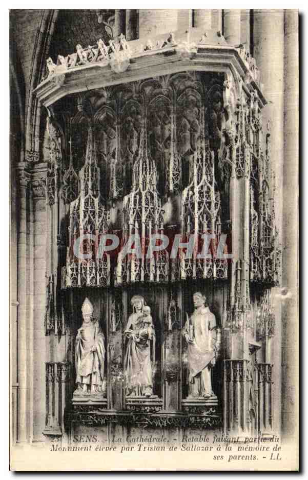 Sens - Die Kathedrale - Retabel, das Teil des Denkmals ist, das Tristan de Sallazar zu Ehren seiner Eltern errichtete - L.L.