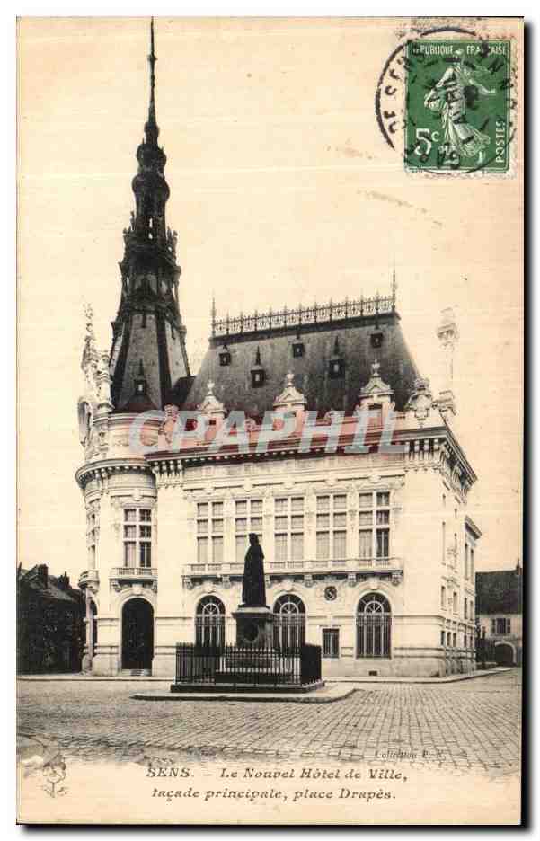 Sens — Le Nouvel Hôtel de Ville, façade principale, place Drapès — Collection E. K.