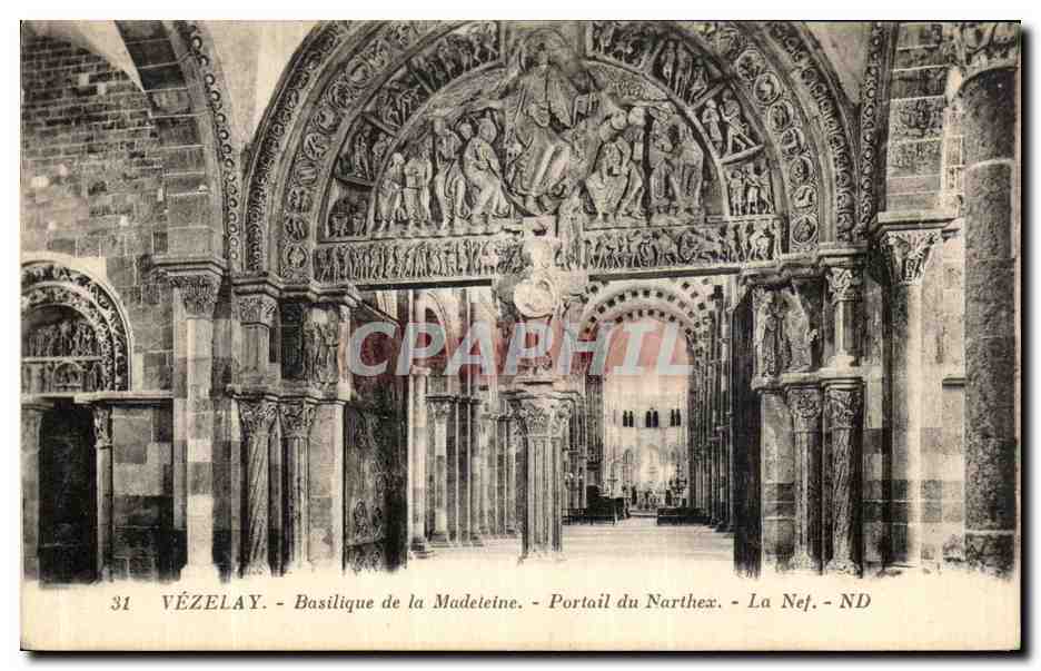 Vézelay - Basilique de la Madeleine - Portail du Narthex - La Nef