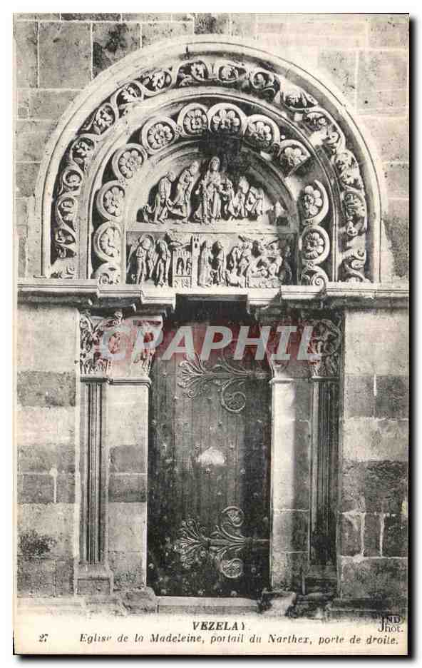 Église de la Madeleine, portail du Narthex, porte de droite — Vezelay — NDHOT