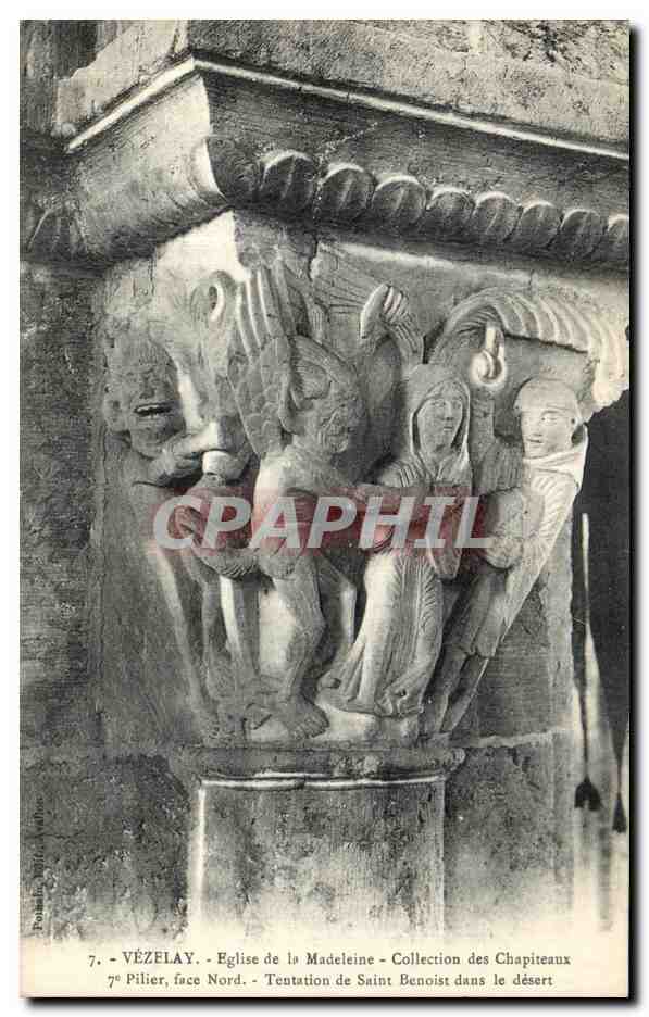 Vézelay - Église de la Madeleine - Collection des chapiteaux - Tentation de Saint Benoist dans le désert