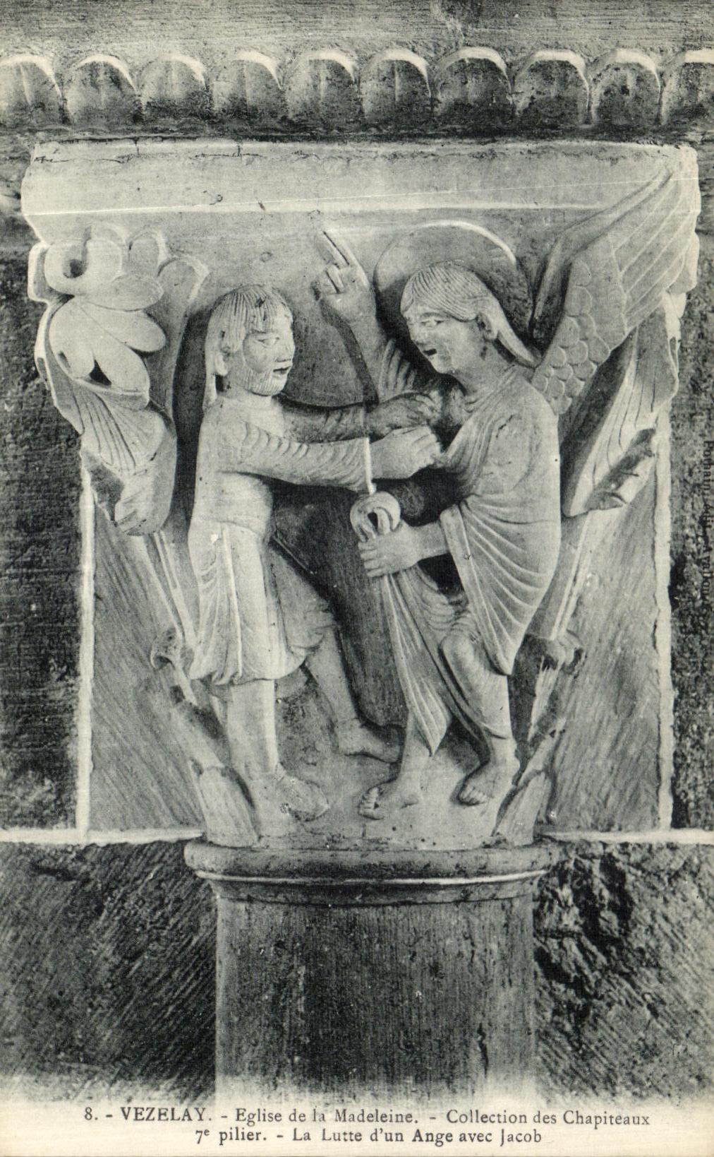 Vézelay - Église de la Madeleine - 7e pilier - La Lutte d'un Ange avec Jacob