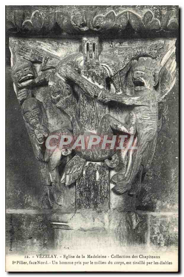 Vézelay - Église de la Madeleine - Collection des chapiteaux - 12e pilier, face Nord