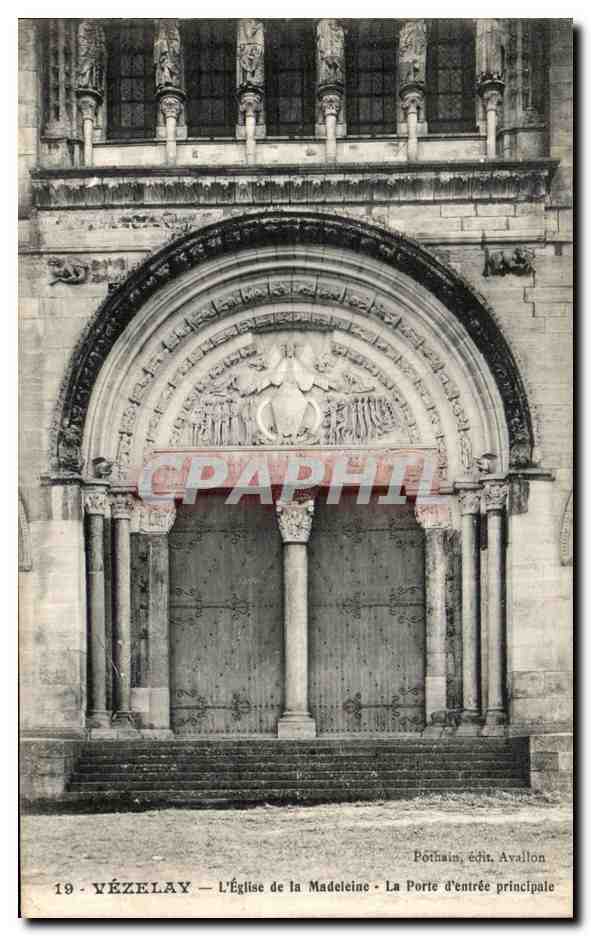 VÉZELAY — L'Église de la Madeleine — La Porte d'entrée principale — Pothain, édit. Avallon
