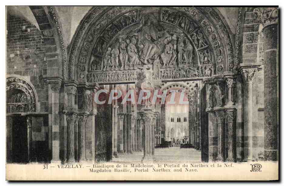 CPA Vezelay Basilique de la Madeleine Le Portail du Narthex et la nef